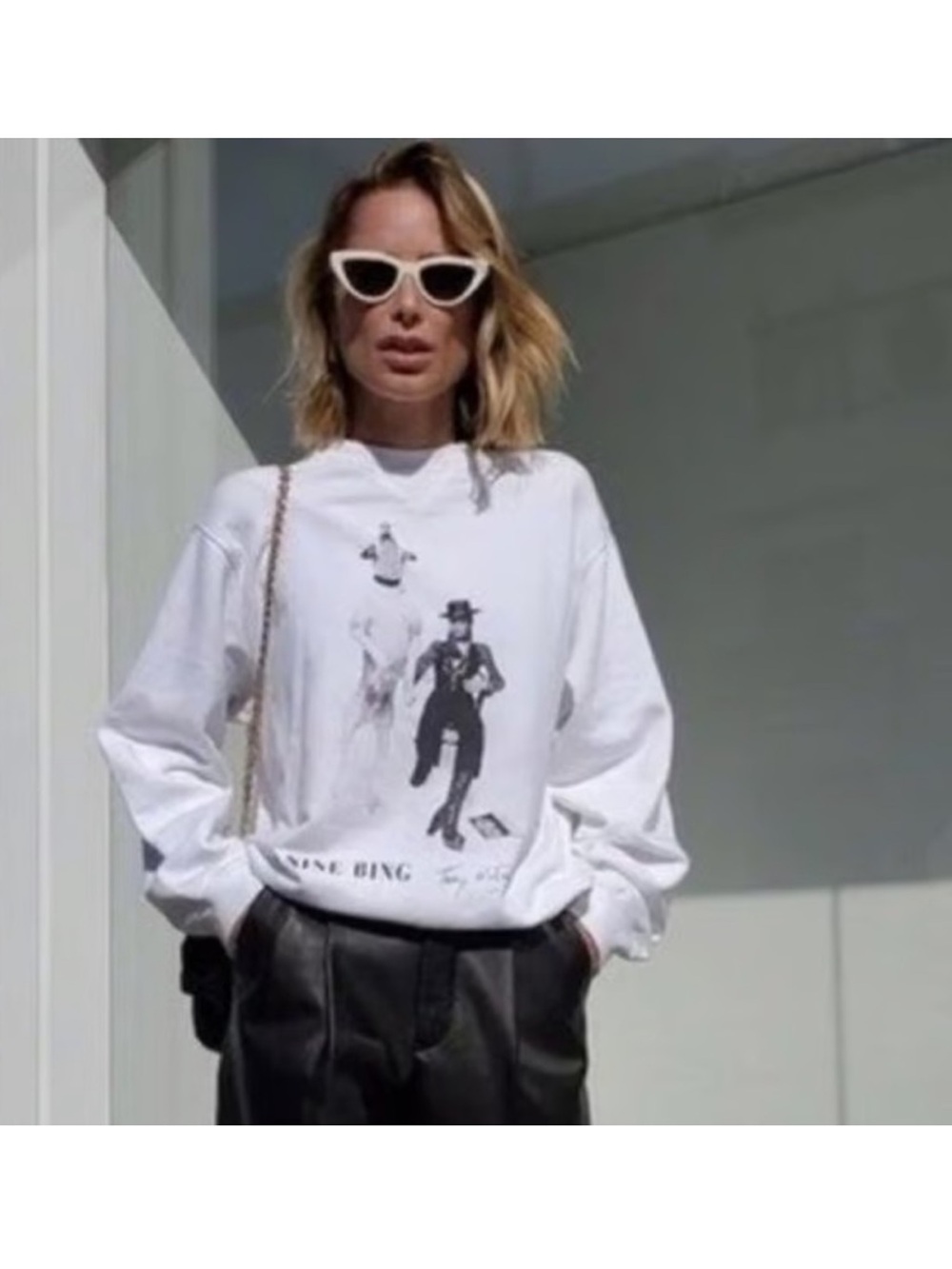 Anine Bing White Graphic Sweatshirt
